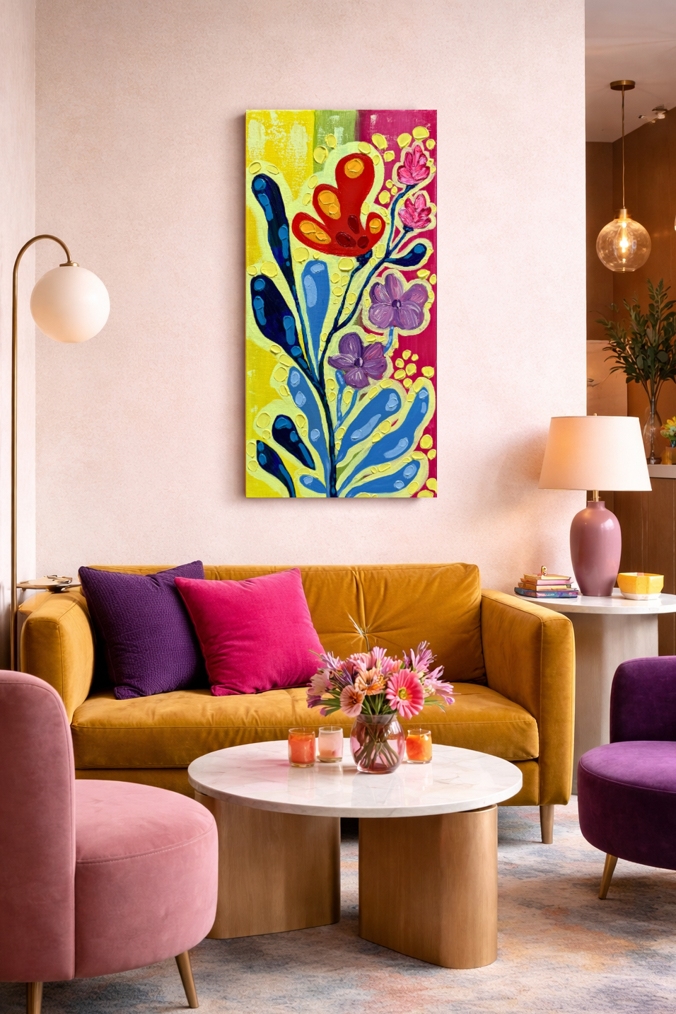 Bloomwave III - Original Textured Floral Painting