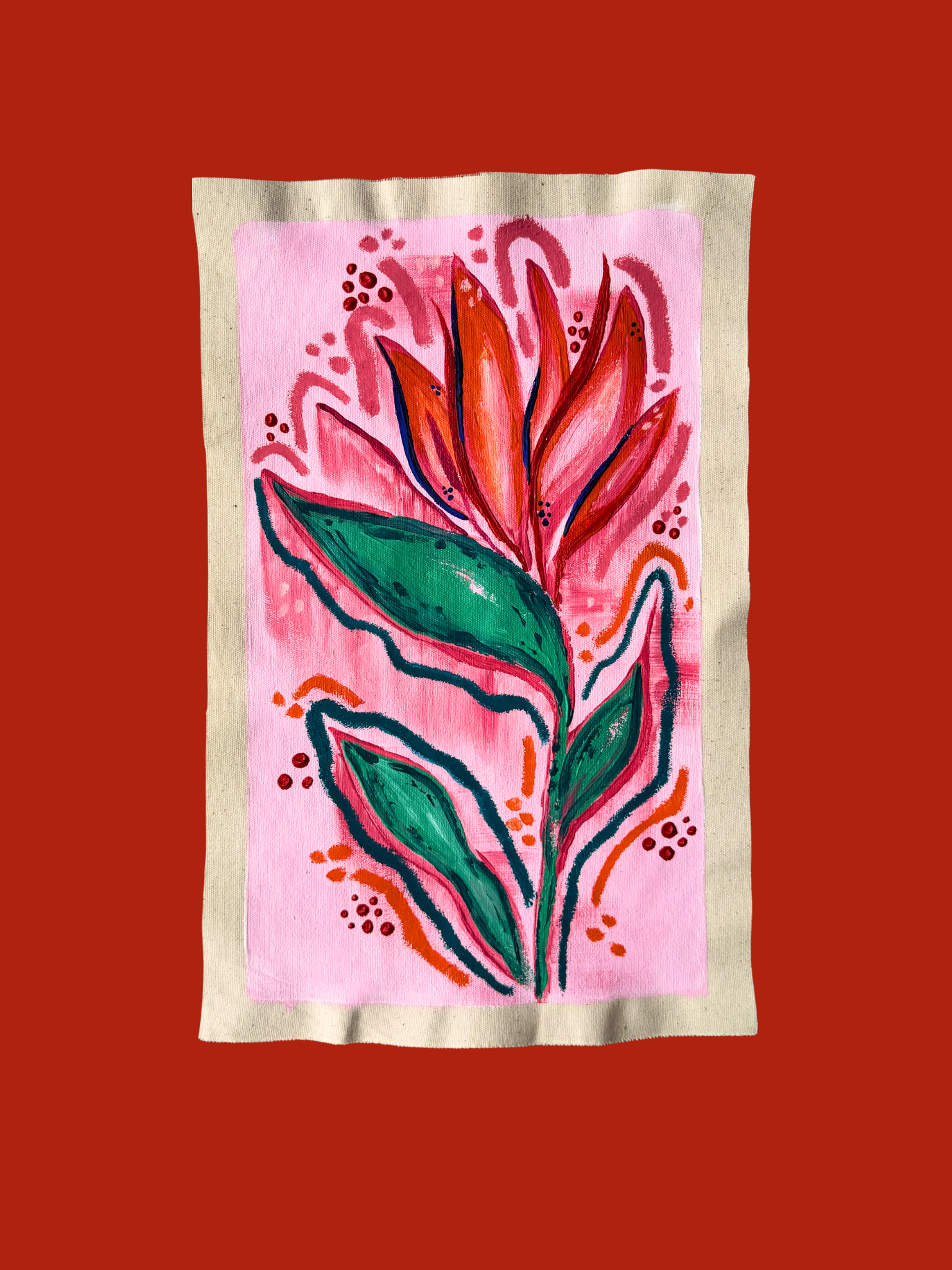 Raw Canvas - Original Floral Painting