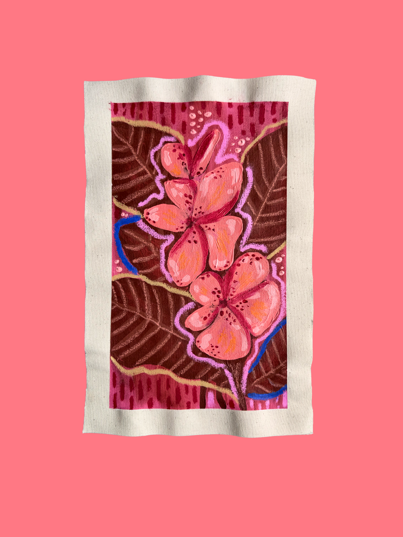 Raw Canvas - Original Floral Painting