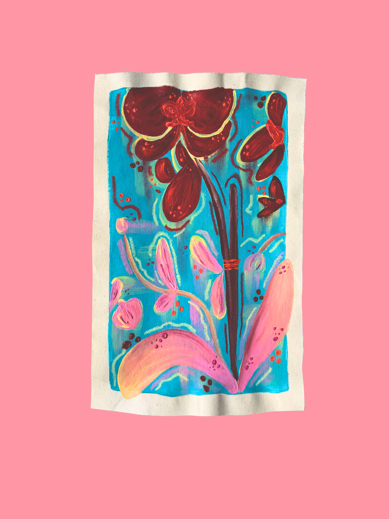 Raw Canvas - Original Floral Painting