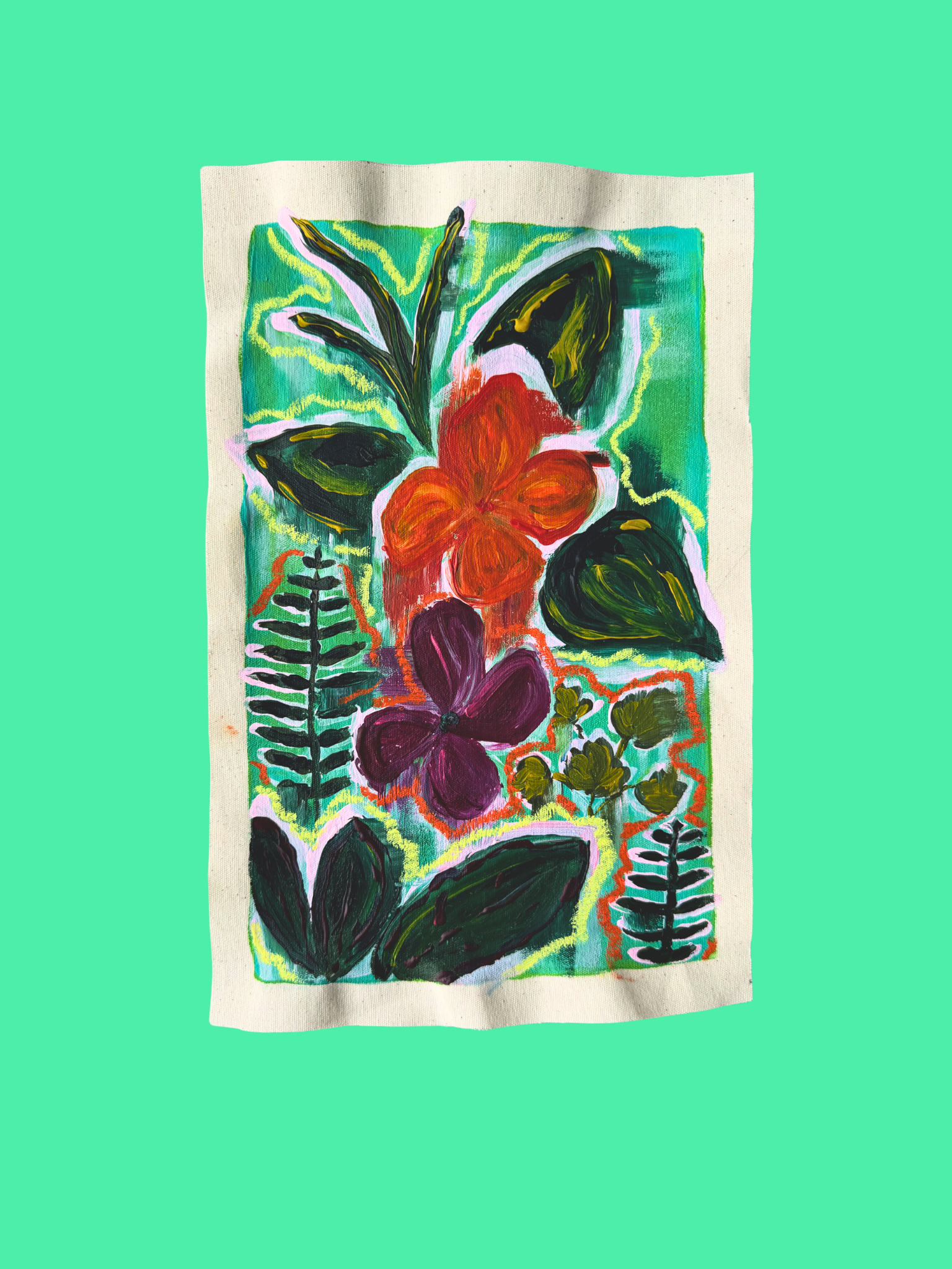 Raw Canvas - Original Floral Painting