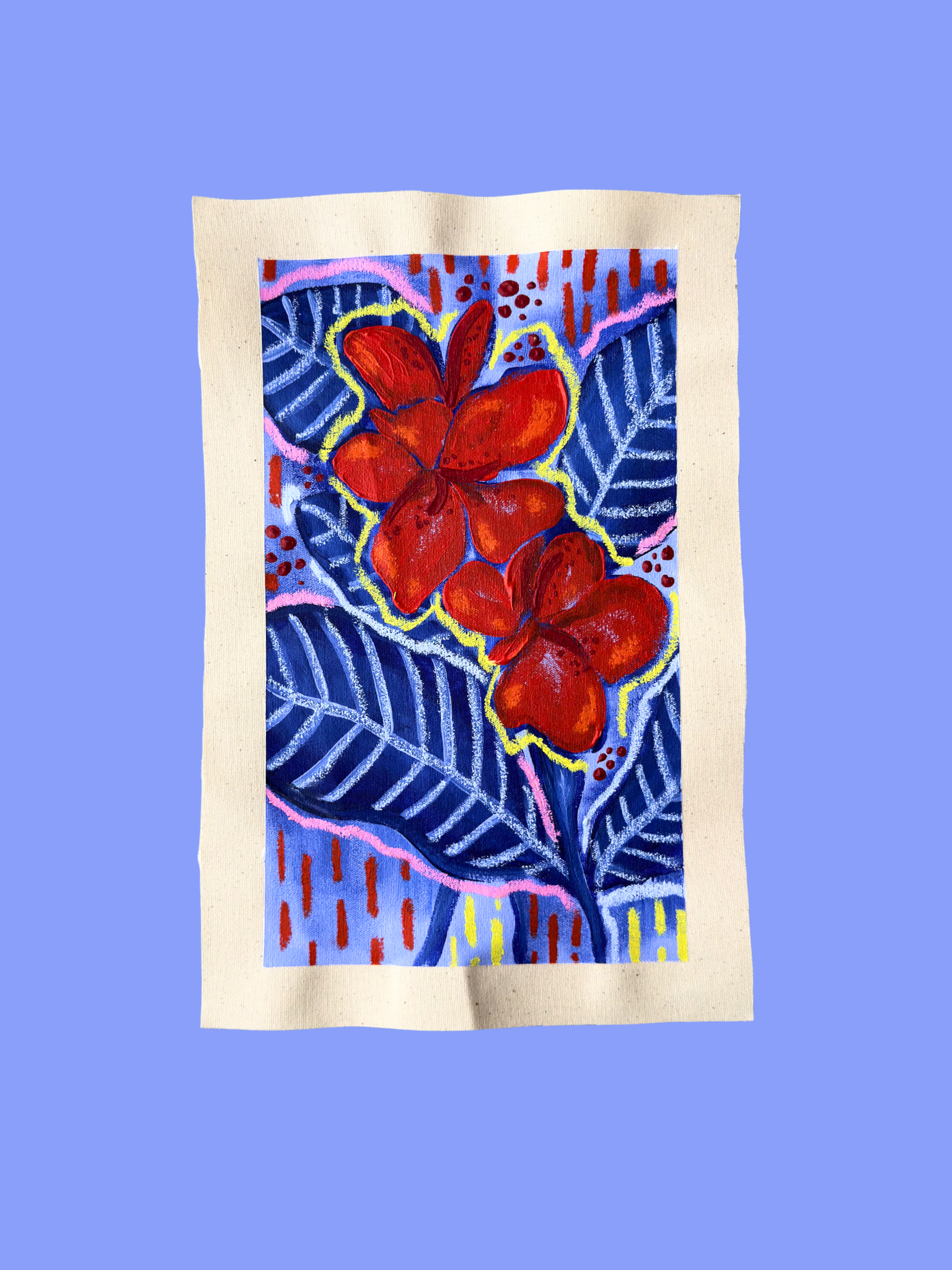 Raw Canvas - Original Floral Painting