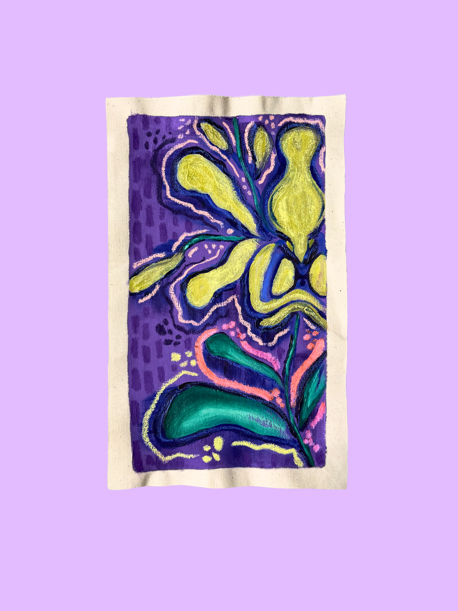 Raw Canvas - Original Floral Painiting
