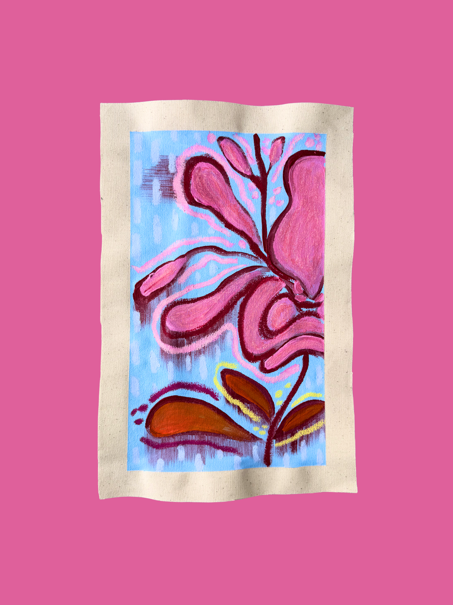 Raw Canvas - Original Floral Painting