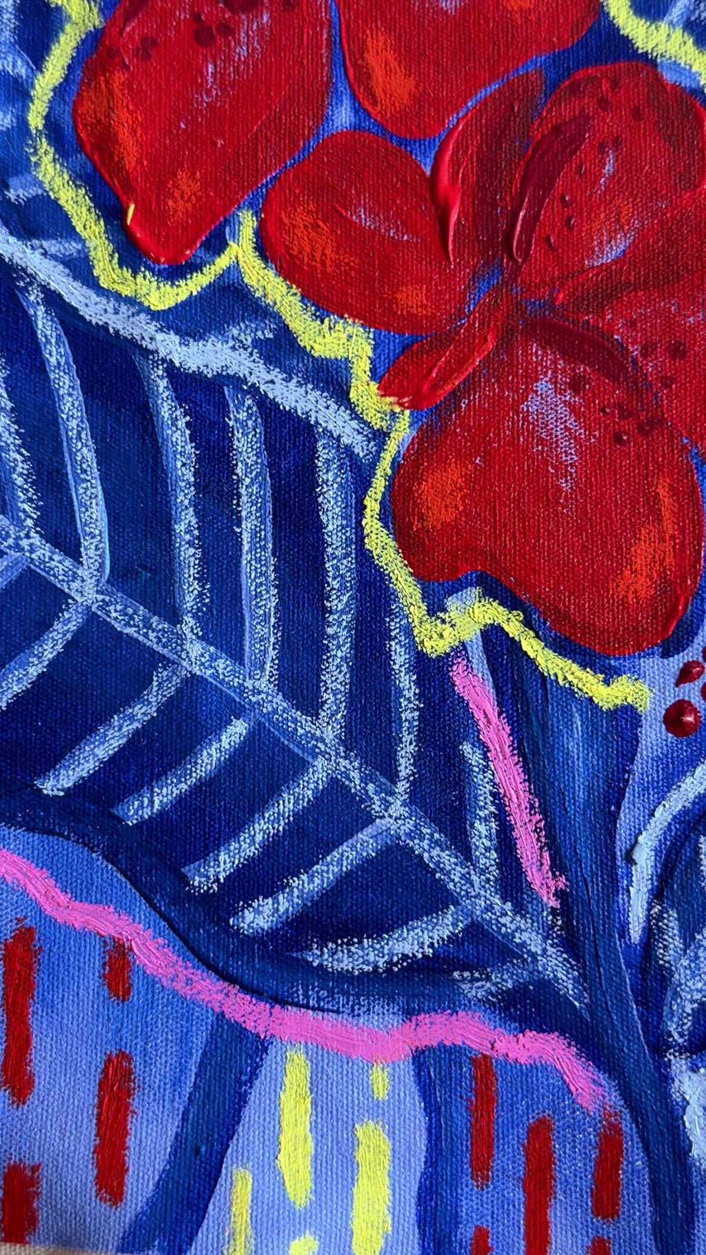 Raw Canvas - Original Floral Painting