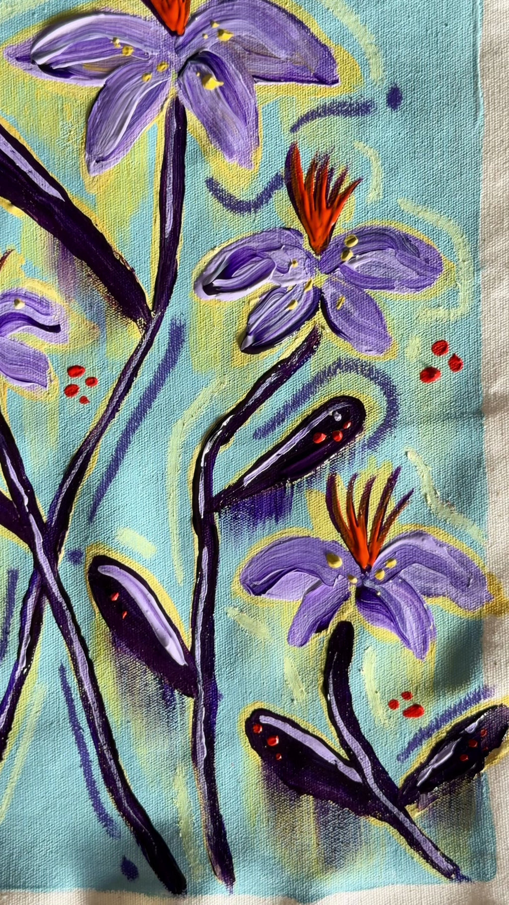 Raw Canvas - Original Floral Painting